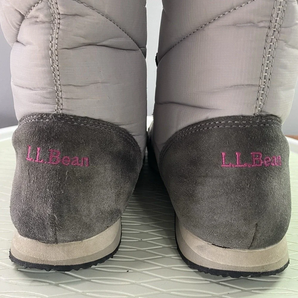 L L Bean Carrabassett Snow Boots Tall Women Sz‎ 6M Gray Fur Top